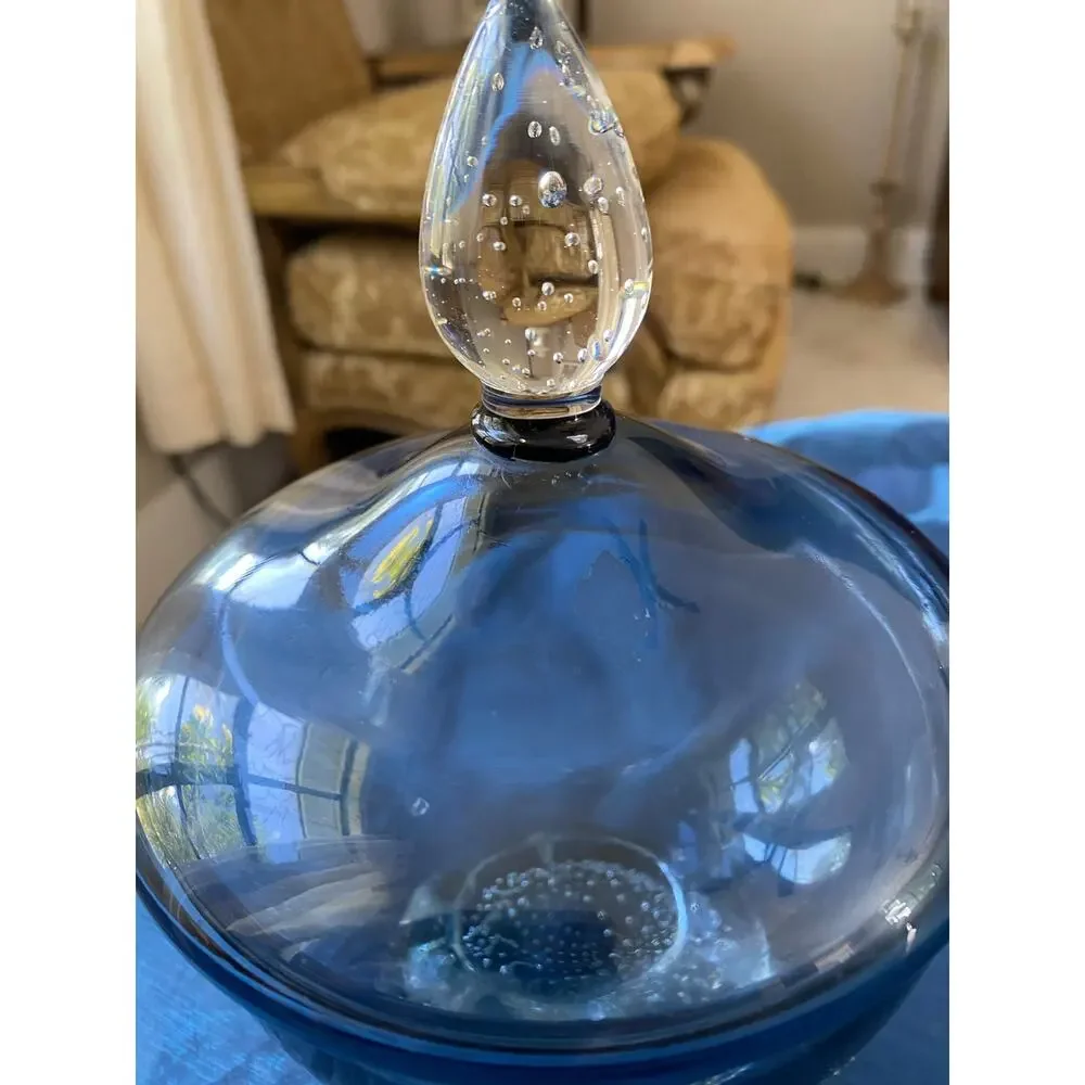 Vintage Aseda Glasburk Apothecary Candy Jar with Lid By Borgstorm Italy Blown